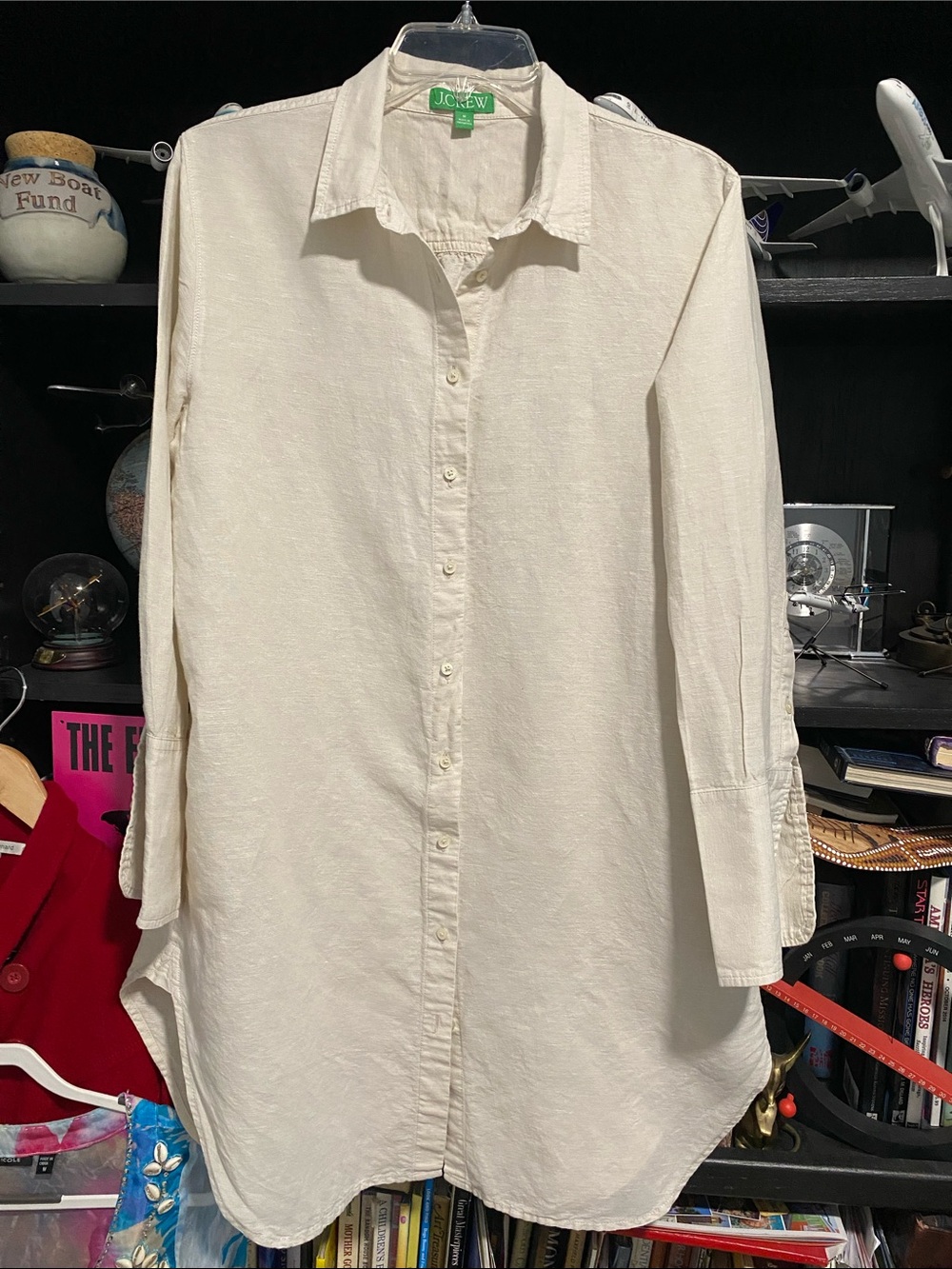 J. Crew Cream Longline Button-Up Shirt